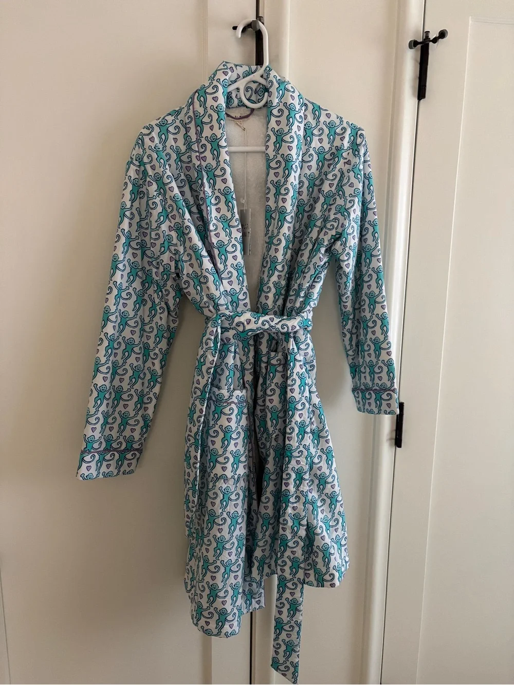 Roller Rabbit Lovely Monkey Cosmo Robe Turquoise NWT
